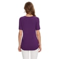 thumbnail image 3 of Uvplove Womens Blouse V Neck Knot Front Short Sleeve Basic Casual T Shirt Purple-2XL, 3 of 8