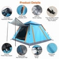 thumbnail image 4 of Olurrisa 7x7ft Pop-Up Camping Tent for 4-5 Person, Instant Setup Family Tent with 2 Mosquito Nets, Waterproof Windproof Blue, 4 of 9