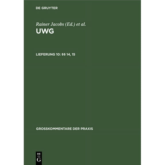 GroÃkommentare Der Praxis Â§Â§ 14, 15, (Hardcover)
