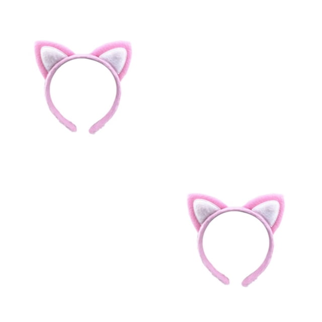 Qarigey Diadema con orejas de gato elegante: accesorios para el cabello simples, versátiles y de moda, pinza para el cabello súper linda rosa Rosa+Blanco 2Conjunto