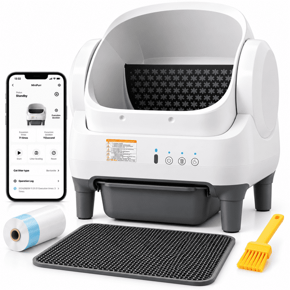 Automatic Self-Cleaning Cat Litter Box for Multiple Cats, Smart Litter Box with App Control and Safety Sensors, Gray