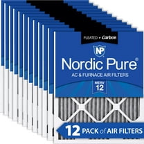 14x25x1 (13_1/2x24_1/2) Furnace Air Filters MERV 12 Pleated Plus Carbon 12 Pack
