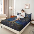 thumbnail image 4 of Castle Fairy Adults Female Men Bohemian Tree Of Life Twin Sheet Sets 3pcs,Starry Sky Moon Twin Fitted Sheet Microfiber,Boho Theme Breathable Flat Sheet,Ultra Soft Home Decor, 4 of 7