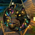 thumbnail image 3 of Black Cat Suncatcher,Halloween Black Cat Garden Ornaments,Black Cat Coffee Stained Glass Wall Art,Sun Catchers Indoor Window Black Cat Acrylic Suncatcher Window Hanging Decoration Sun Catcher Decor, 3 of 9