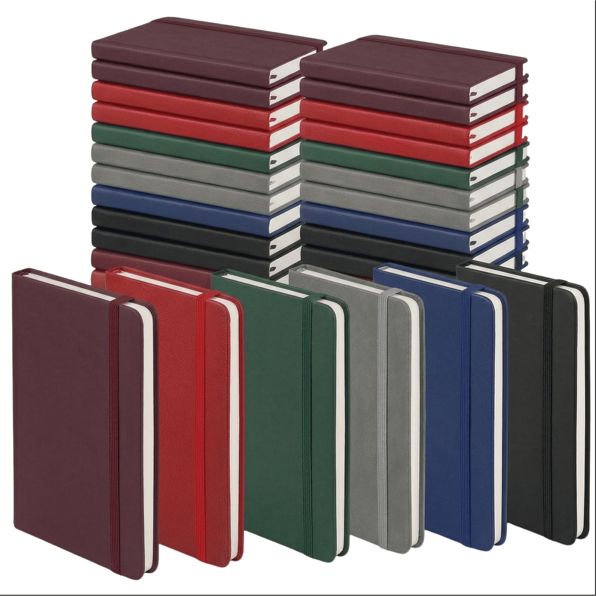 30-Pack A6 Pocket Journals, 6 Colors 160 Pages 80GSM Lined Notebooks, 8mm Wide Ruled Mini Diaries with Ribbon Bookmark for School, Office & Business Notes