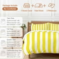 thumbnail image 6 of Yellow and White Striped Bedding Duvet Cover Set Twin Size 4 Pieces Gradient Geometric Bedding Set with Zipper Closure, 1 Comforter Cover 68x86 Inches 1 Flat Sheet & 2 Pillow Cases, 6 of 7