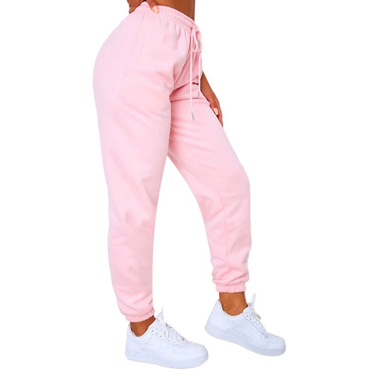 BrilliantMe Women's Sweatpants Drawstring Jogger Pants Cinch Bottom  Trousers Pink XL