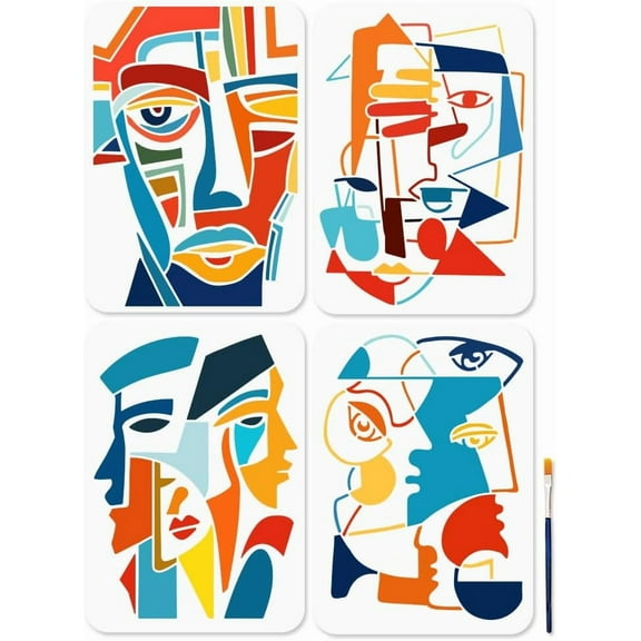 1 set 4pcs 4 styles PET Hollow Out Drawing Painting Stencils for DIY Scrapbook Photo Album Human 297x210mm 1pc/style Plastic