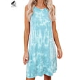 thumbnail image 4 of PULLIMORE Women's Tie Dye Summer Tank Dress Casual Sleeveless T-Shirt Dresses Beach Short Swing Sundress (2XL, Green), 4 of 10