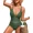 green, variant on Womens Sexy Crochet One Piece Swimsuits Plunge V Neck Strappy Bathing Suit Hollow Out Monokini Swimwear