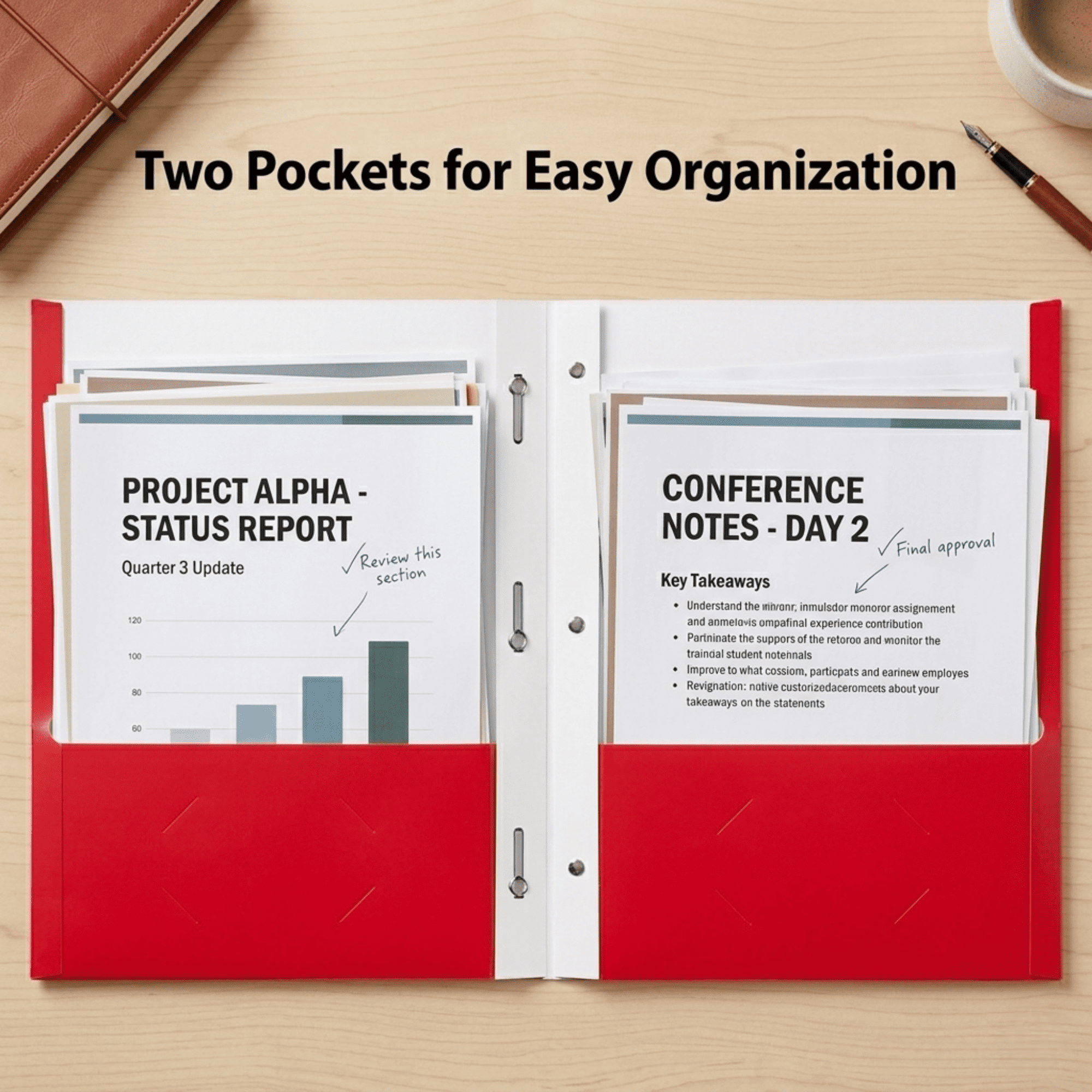 School Supply Boxes | (Red) Three Prong, Two Pocket Folders | 200 Pack | Letter Size Folders for the Classroom & Office