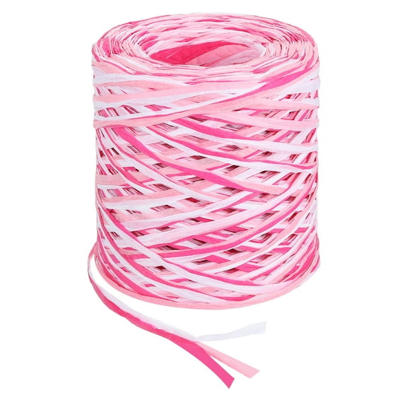 Uxcell Raffia Paper Craft Ribbon 120m/394ft Raffia Ribbon 4Ply Raffia String Kraft Packing for Gift Wrapping, Crafting Supplies (Pink/White/Rose Red)