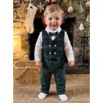 thumbnail image 3 of Cjfdfy Toddler Baby Boy Christmas Gentleman Outfit Button Long Sleeve Shirt With Bow Tie And Plaid Vest Elastic Pants 3Pcs Kids Cute My First Christmas Fall Winter Formal Outfits 6M-8Y, 3 of 9