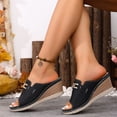 thumbnail image 5 of Dakaela Slip on Wedge Sandals for Women Leather Open Toe Platform Summer Beach Slides Espadrilles Comfortable Dressy Sandal Mules Size 6-10 Black, 5 of 9