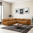 thumbnail image 3 of Minden Mid Century Modern Vegan Leather L-Shaped Corner Sofa in Cognac Tan, 3 of 5