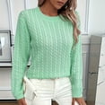 thumbnail image 3 of Scyoekwg Fall Tops for Women 2025 Long Sleeve Casual Crew Neck Knit Sweater Pullover Trendy Loose Pullover (Green,S), 3 of 9
