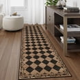 thumbnail image 4 of RUG ROBOT 2.5' x 8' Runner Rug for Hallway, Non Slip Washable Checkered Rug for Kitchen, Brown Neutral Bathroom Home Decor Plaid Diamond Low Pile Print Carpet for Entryway Bedroom Laundry, 4 of 5