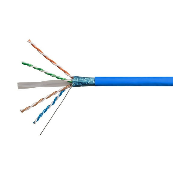 Monoprice Cat6A Plus Ethernet Bulk Cable - 1000ft, Blue, 650MHz F/UTP Solid, Flame-Retardant, Riser-Rated (CMR), 10G, 23AWG, Pure Bare Copper Wire, UL