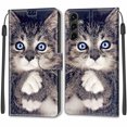 thumbnail image 2 of Feishell Wallet Case for Samsung Galaxy A14 5G 6.6 inch,Shockproof Stylish Pattern PU Leather Magnetic Clasp Folio Flip Holder Card Slots Slim Phone Cover with Wrist Strap,White Clawed Cat, 2 of 10