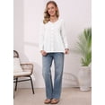 thumbnail image 4 of DARING DIVA Women's Button Down Blouse Long Sleeve V Neck Lightweight Top S White, 4 of 6