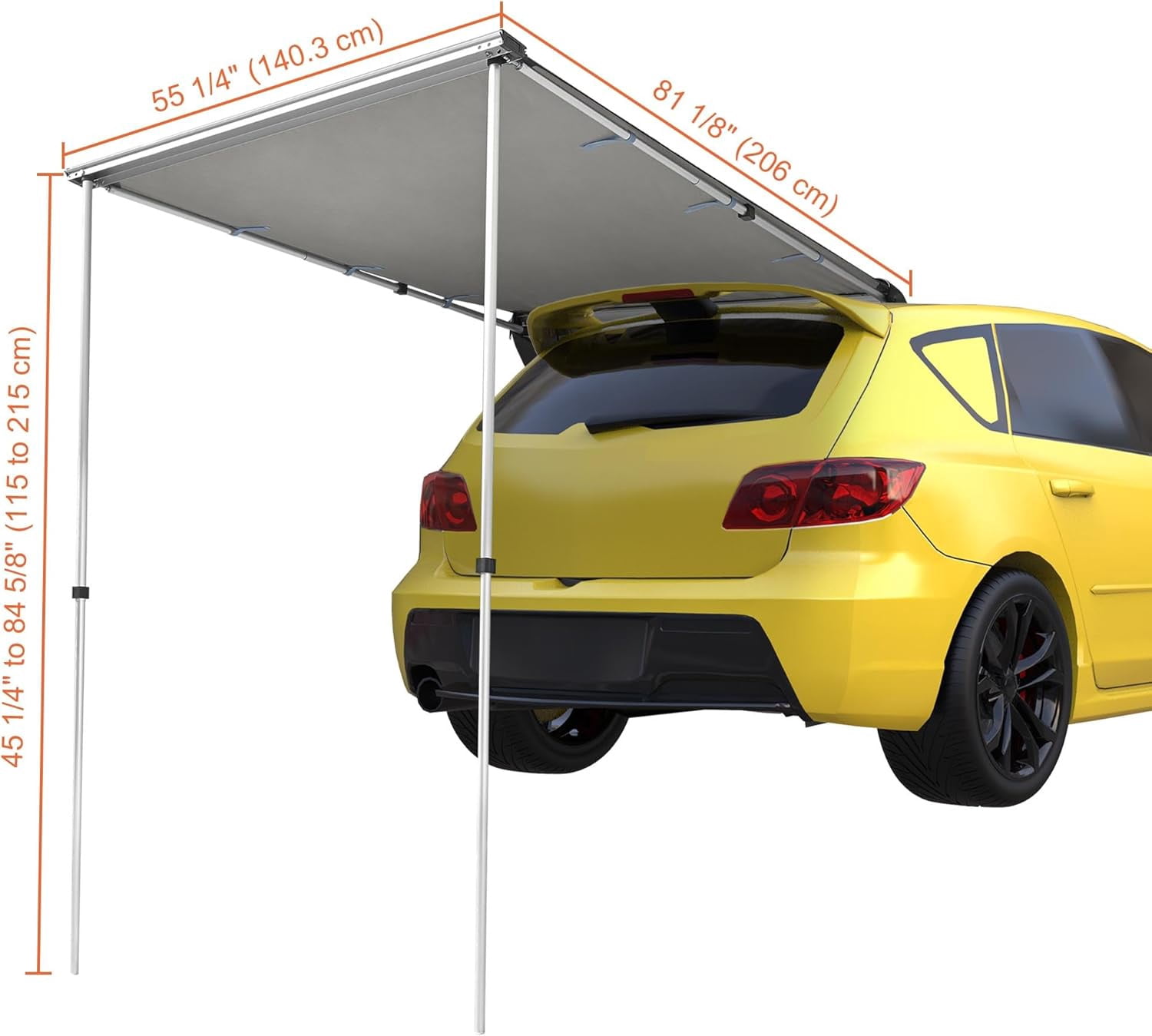 Yescom 4.6x6.8Ft Car Side Awning PU2000mm UV50+, Grey