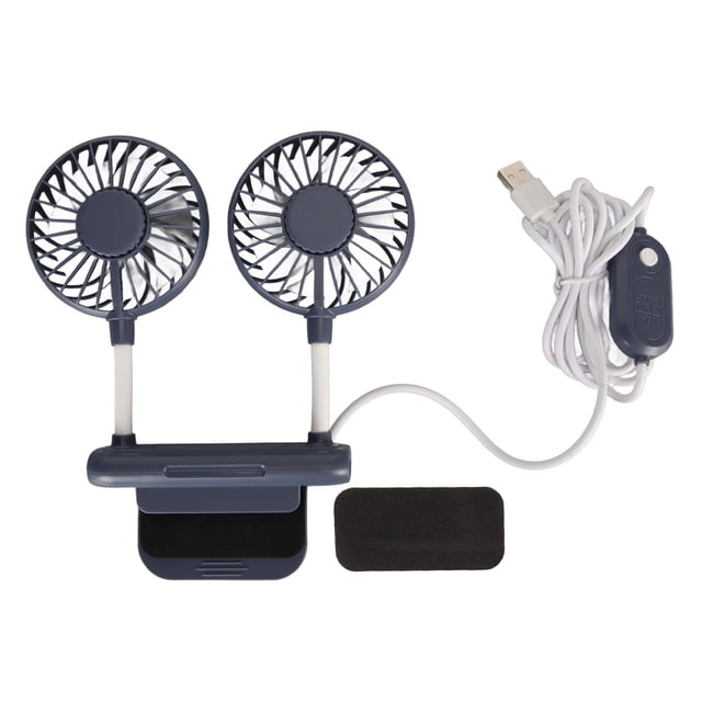 Ventilador de monitor 2 cabezales 3 modos de velocidad Cable USB de 6.6 pies Clip silencioso para ahorro de espacio en ventilador de computadora para oficina familiar azul