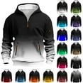 thumbnail image 2 of ZCFZJW Ombre Hoodie Tops for Men Big and Tall Regular Fit Casual 1/4 Zip up Long Sleeve Tie Dye Gradient Color Print Hooded Pullover Sweatshirts with Multi Zipper Pockets White XL, 2 of 6