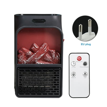 

500W Timing Bedroom Hot Fan Electric Heater With Remote Control Simulation Flame