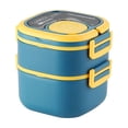 thumbnail image 4 of Fiambrera portátil Bento Box con tapa hermética, recipiente para ensaladas, comida caliente o fría. Doble nivel azul, 4 of 9