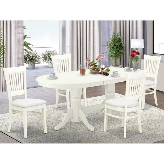 East West Furniture Vancouver 5-piece Wood Dinette Set in Linen White