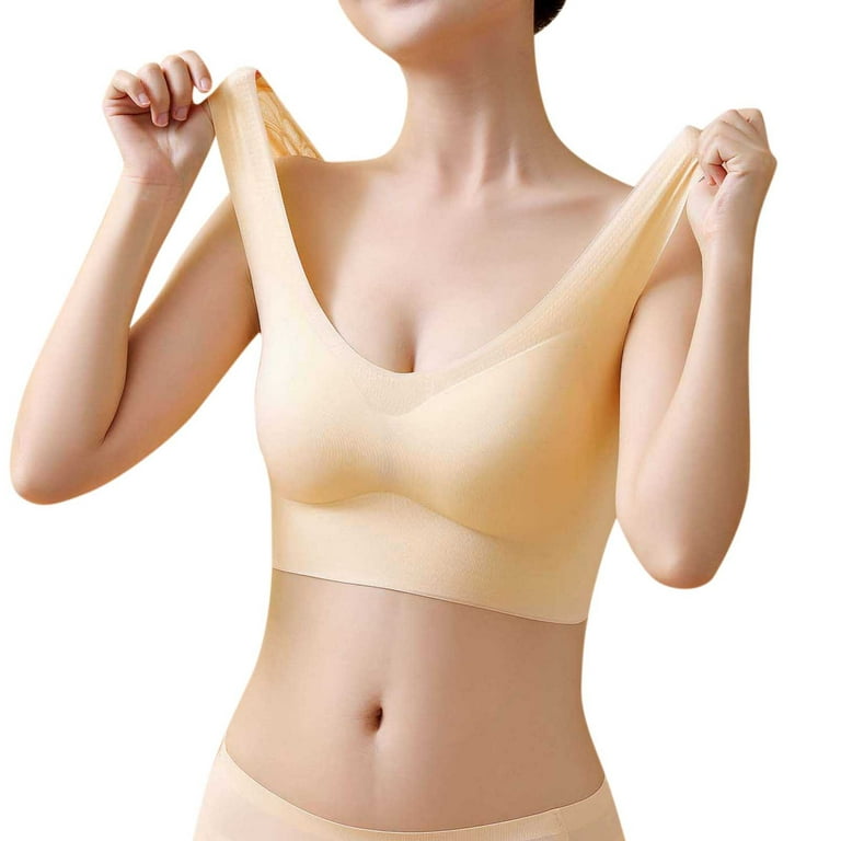 Strapless Push up Bras for Women Beautiful Seamless Big Show Small Thin Strapless  Push up Bra Beige M 