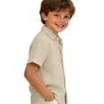 thumbnail image 6 of UACY Boys Button Down Shirt Cotton Short Sleeve Shirt Solid Summer Beach Shirts with Pocket, 6 of 8