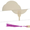 thumbnail image 3 of Unique Bargains Folding Fan 1 Pc Beige Long Handle Round Four-Petal, 3 of 5