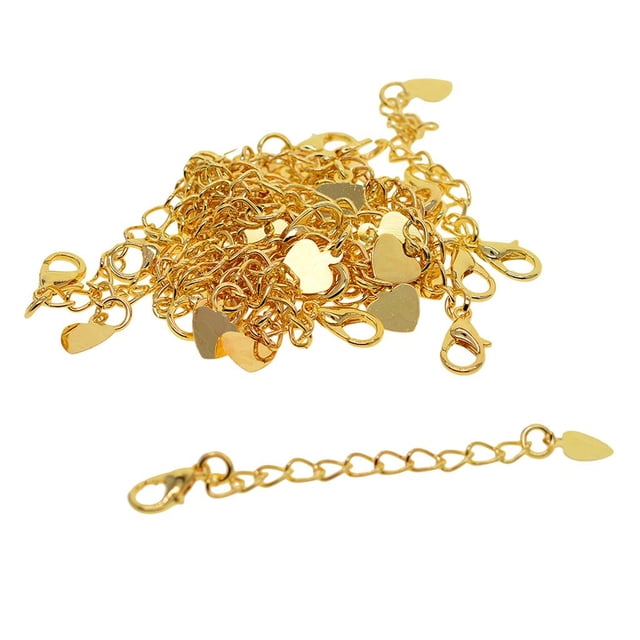 20 juegos de cadenas de extensión de collar de 60 a 70 mm de longitud con oro