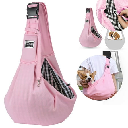 SunshineFace Pet Sling Carrier for Small Medium Dog Cats Hands Free Doggie Carrying Shoulder Bag Travel Dog Sling Bag Pet Papoose Bag with Soft Pouch Pet Puppy Travel Bag Backpack for Hiking Bike