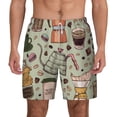 thumbnail image 2 of Picia Coffee Makers Macaroons Chocolate pattern Mens Swim Trunks with Compression Liner Stretch Beach Shorts Quick Dry with Zipper Pockets No-Chafing Board Shorts-Medium, 2 of 9