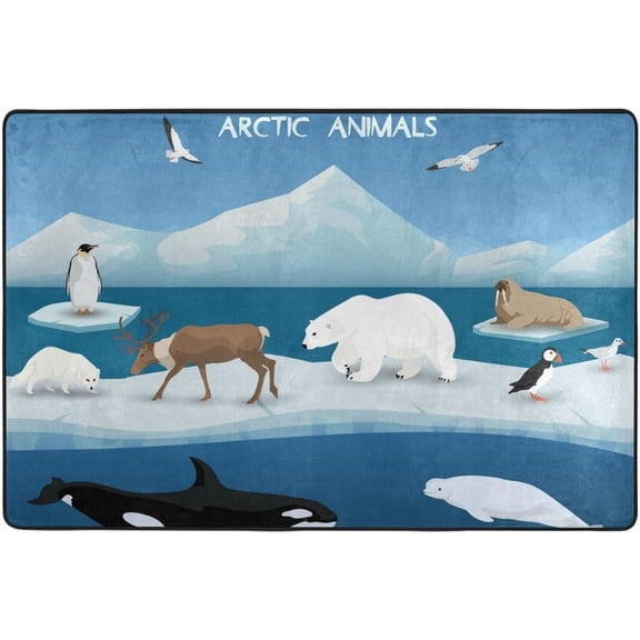 SKYSONIC Arctic Animals Lightweight Carpet Mats Area Soft Rugs Floor Mat Rug Decoration for Kids Room Living Room Bedroom 72 x 48 inches