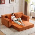 thumbnail image 4 of SOULART 71.65" Loveseat Sofa, Orange Corduroy Deep Seat Couch, Reversible Cushion with Pillows, No Assembly Required, 4 of 11