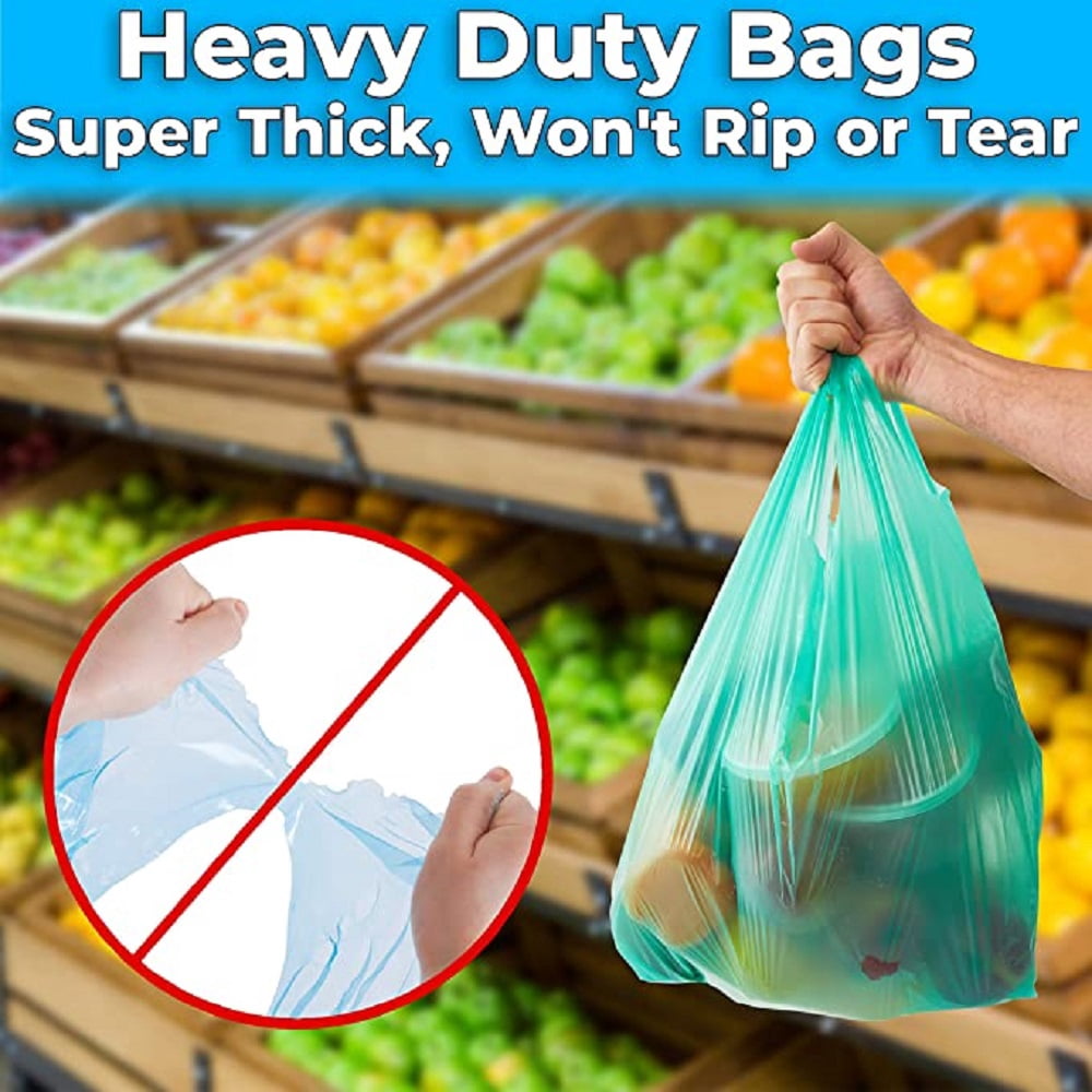 Avant Grub 22" Green Plastic Grocery or Takeout Bags with Thank You Text, 500 Pack