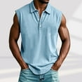 thumbnail image 2 of Men’s Vintage V-Neck Lapel Tank Top – 2025 Retro Button-Up Muscle Tee for Beach, Gym & Casual Wear (Breathable Linen Blend, Big & Tall Sizes), 2 of 6