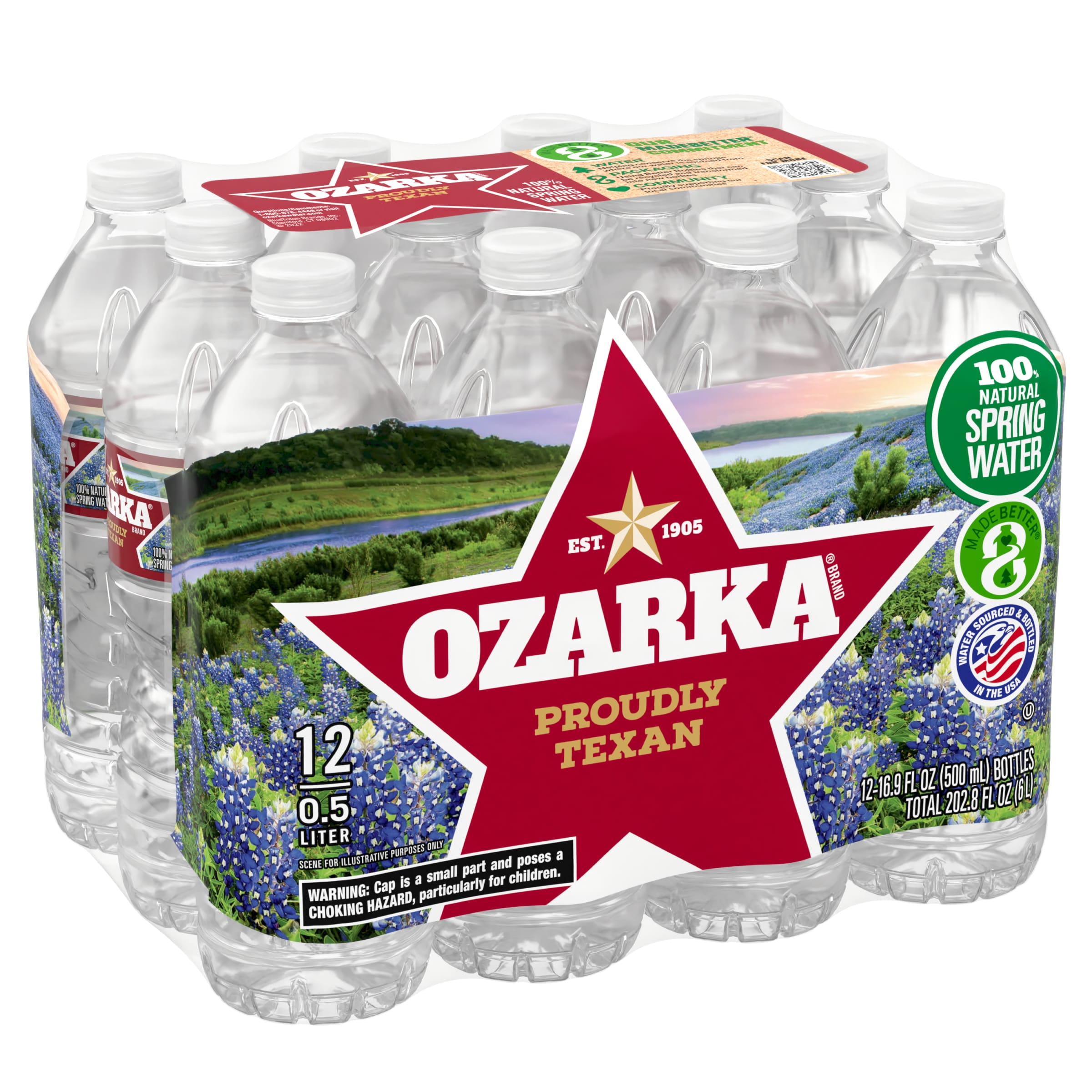 OZARKA Brand 100 Natural Spring Water, 16.9ounce plastic bottles