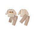 thumbnail image 3 of Toddler Baby Boys Thanksgiving Outfits Adorable Pumpkin Pie Embroidery Long Sleeve Round Neck Sweatshirt and Plaid Pants Set, 3 of 10
