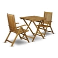 thumbnail image 1 of Pemberly Row Table de Patio Pliant et 2 Chaises Bistro, Fini à l'Huile Naturelle, 1 of 6
