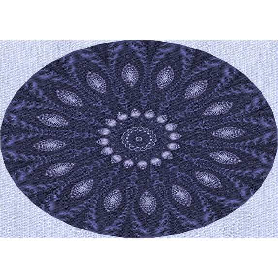 Ahgly Company Machine Washable Indoor Rectangle Transitional Night Blue Area Rugs, 7' x 10'