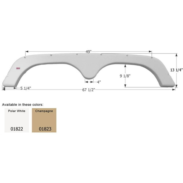 Icon Jupe d'Aile 01822 Tandem; Convient à Diverses Marques Thor Y Compris Dutchmen/AeroLite; Longueur 67-1/2 Pouces x Hauteur 13-1/4 Pouces; Blanc Polaire; Plastique ABS; Tandem; Simple