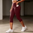 thumbnail image 2 of High Waist Yoga Capris for Women Slim Fits Stretch Athletic Training Leggings Comfy Breathable Fitness Cropped Pants with Pockets, 2 of 7