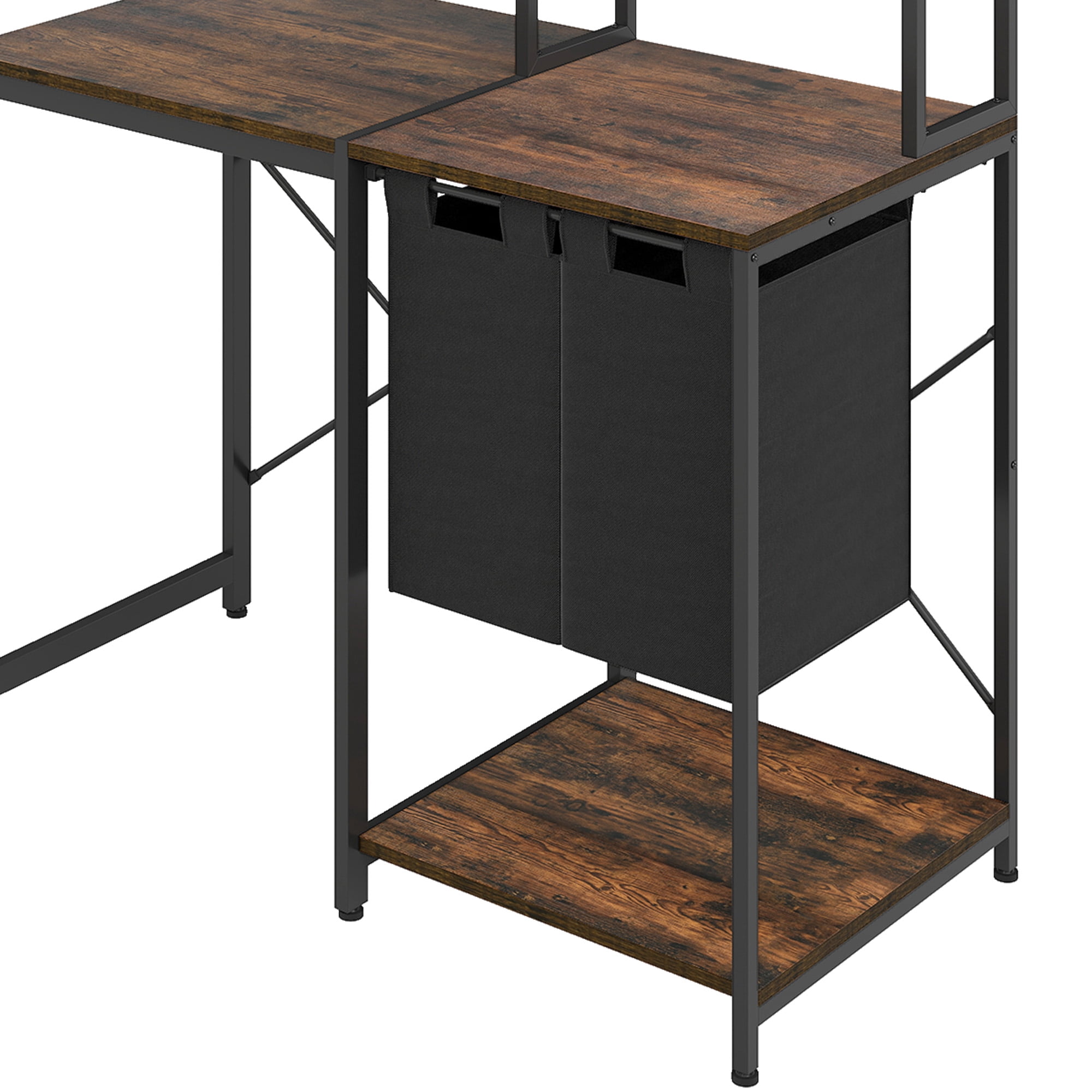 Uforic Laundry Storage Shelves with Hamper, Washer & Dryer Storage Rack, Brown