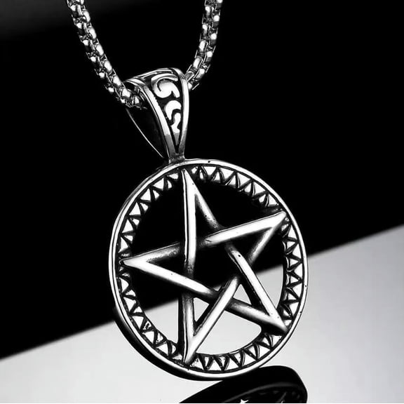HOOUN Hollow Pentacle Pentagram Star Pendant Necklace Men's Women's Jewelry Chain 24"