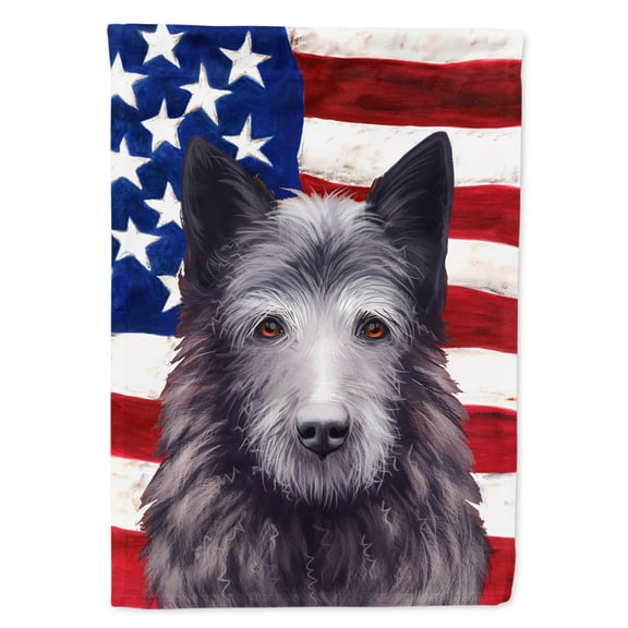Bouvier des Ardennes American Flag Flag Canvas House Size
