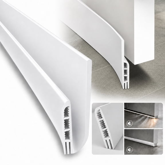 Rongsi Door Draft Stopper, 39inch Adjustable Door Sweep for Bottom of Door,Silicone Weather Stripping Door Bottom Seal Blocker Air Noise,Under Door Gap Filler for Interior/Exterior Doors - White